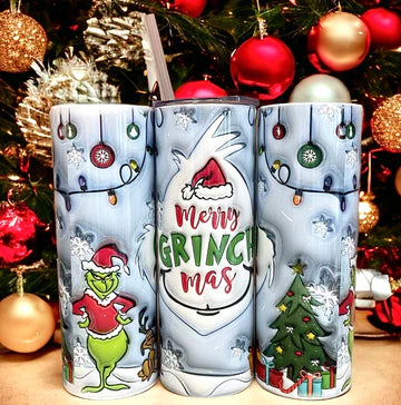 Grinch Merry Grinchmas 20 oz Stainless Steel Tumbler With Lid and Straw NIB