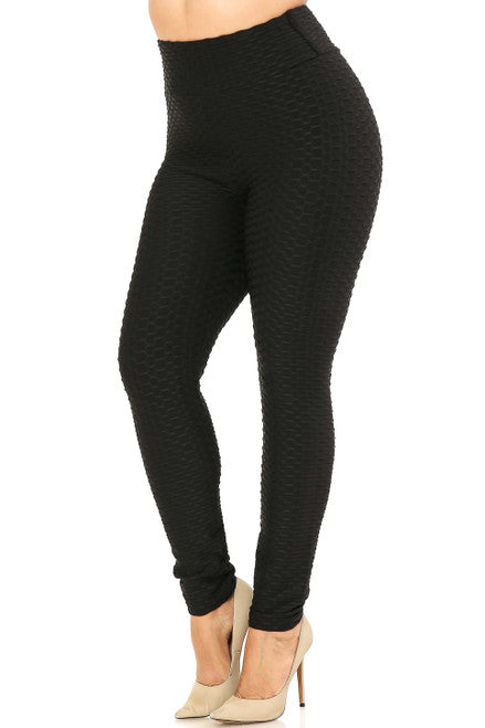Textured Scrunch Butt Leggings With Pockets-Choose Color and Size