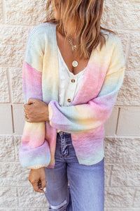 Gradient Open Front Drop Shoulder Cardigan