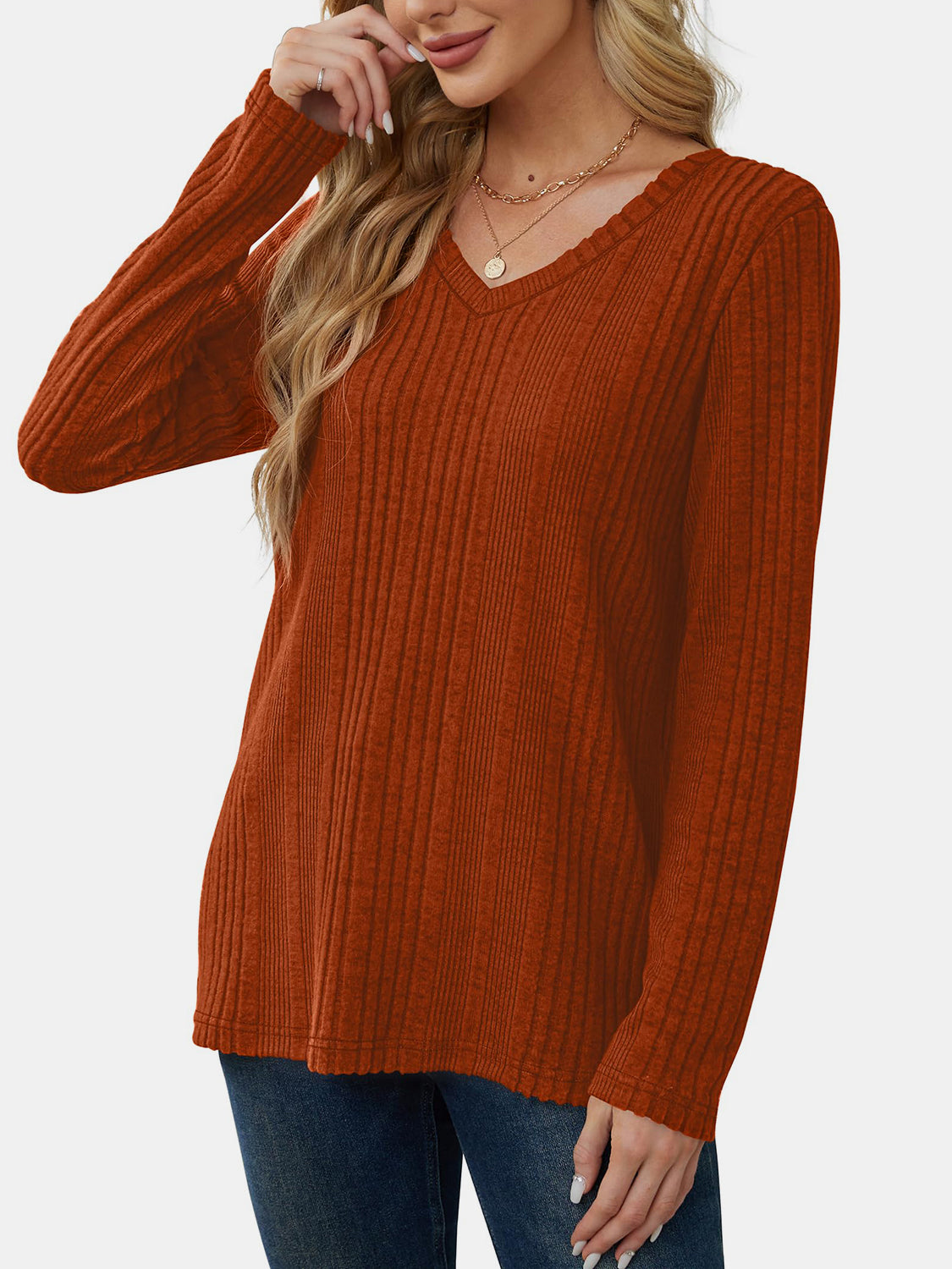 V-Neck Long Sleeve T-Shirt