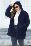 Plus Size Zip Up Long Sleeve Hooded Outerwear