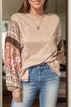 Printed Round Neck Long Sleeve Top