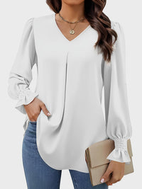 V-Neck Flounce Sleeve Top