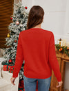 Sequin Candy Cane Round Neck Long Sleeve Sweater