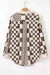 Plus Size Checkered Button Up Long Sleeve Jacket