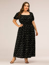 Plus Size Polka Dot Square Neck Dress