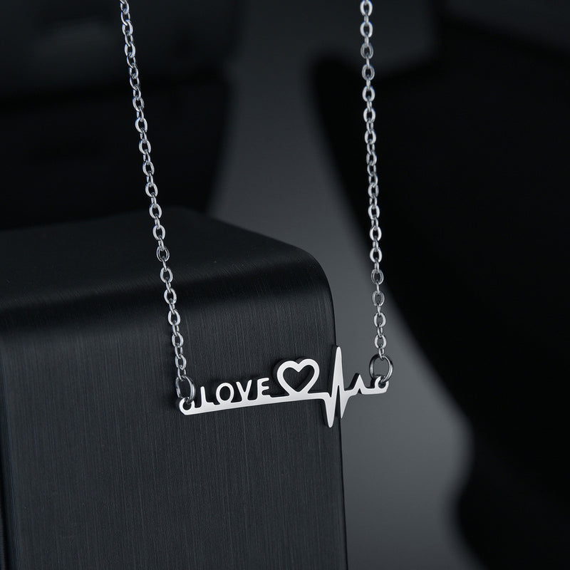 Titanium Steel Love Heartbeat Necklace