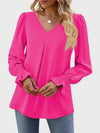 V-Neck Flounce Sleeve Top