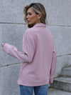 Full Size Ribbed Quarter Zip Long Sleeve Sweatshirt