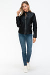 Snobbish PU Leather Biker Jacket with Side Zip Pockets