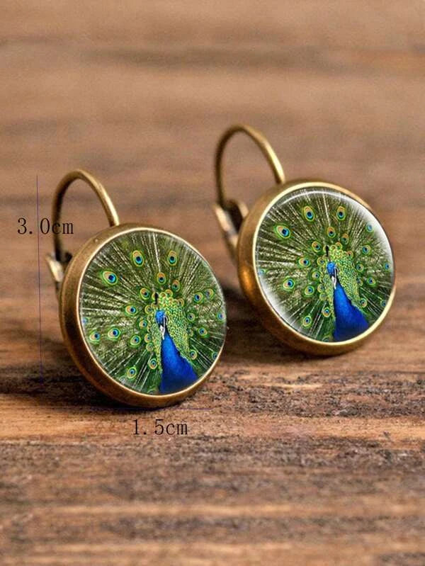 Small Peacock Leverback Earrings