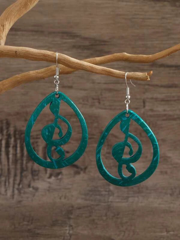 Treble Clef Music Lightweight Wooden Earrings-Choose Color