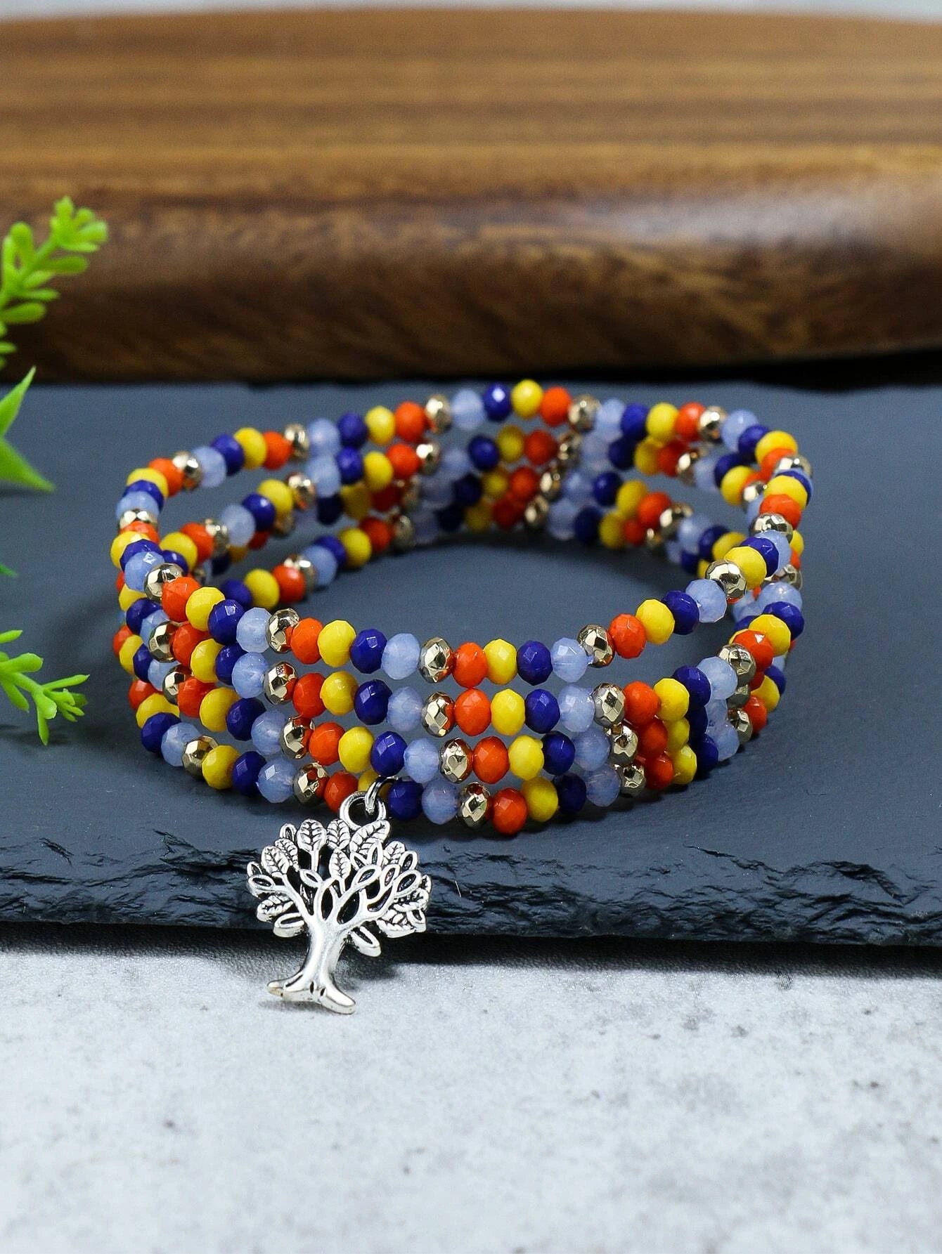 Beaded Tree of Life Multi Stretch Bracelet